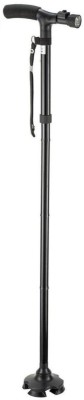 EUROS Twin Grip Cane Safe and Easy 2 Handled Foldable Aluminum Walking Stick with LED Lights (Black) Walking Stick