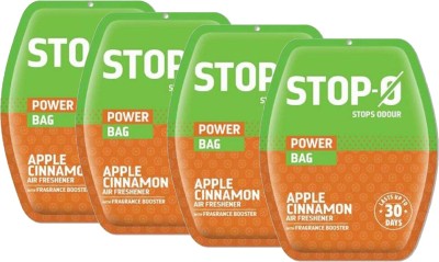 Lia Apple Cinnamon Gel 40g Pack of 4, Stop-O Air Freshener Power Bag Combo with Fragrance Boosters Gel(4 x 10 g)