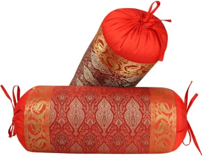 Lal Haveli Silk Bolsters Cover(Pack of 2, 38 cm*76 cm, Red)