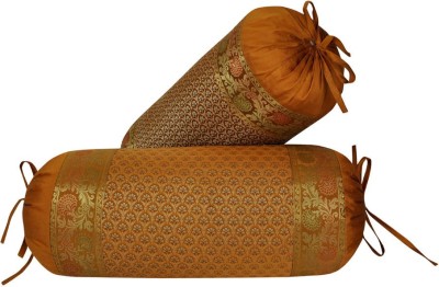 Lal Haveli Paisley Bolsters Cover(Pack of 2, 38 cm*76 cm, Gold)