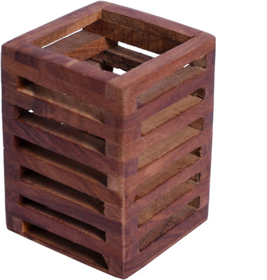 Kraftmania 1 Compartments Wood Pen Holder(Brown)