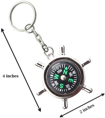 Meeko.com Green Round Metal Compass Round Locking Key Chain