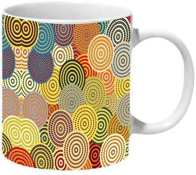 Mooch Wale Beautiful Circular Dotted Pattern Ceramic Coffee Mug(325 ml)