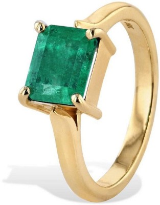 Jaipur Gemstone Natural Emerald gold plated ring for unisex Stone Emerald Gold Plated Ring