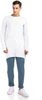 LALAN TOP Solid Men Round Neck White T-Shirt