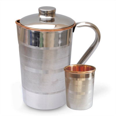 46% OFF on Prisha India Craft Steel Copper Pitcher with Tumbler Drinkware for Ayurveda Healing Jug Glass Set(Copper) 46% OFF on Prisha India Craft Steel Copper Pitcher with Tumbler Drinkware for Ayurveda Healing Jug Glass Set(Copper)