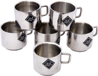 

KCL Love Stainless Steel Mug(150 ml, Pack of 6), Silver