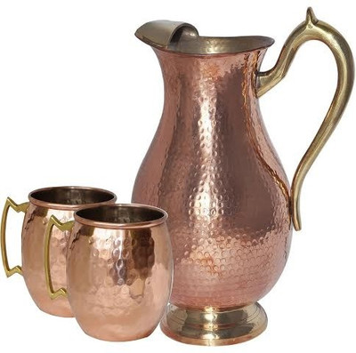 Asia Craft Jug-005-Mug004-2 Jug Glass Set(Copper) Asia Craft Jug-005-Mug004-2 Jug Glass Set(Copper)