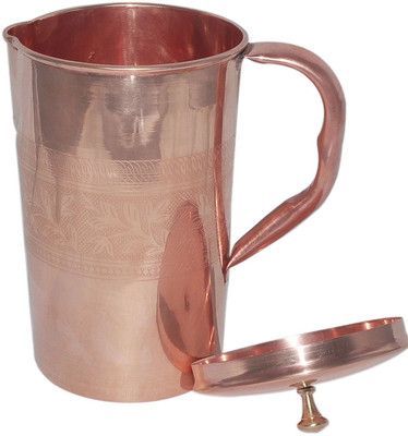 

DakshCraft Pure Copper With Lid For Health Benefits From India Water Pitcher(1 L)