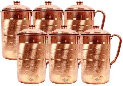

IndianArtVilla Copper Lining Design Set of 6 Jug Pitcher Water Jug Set(1.7 L, Pack of 6)