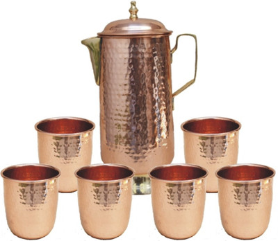 

Veda Home & Lifestyle VEDA COPPER HAMMERED JUG SET Water Jug Set(3.200 L, Pack of 7)