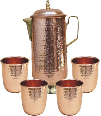 

Veda Home & Lifestyle VEDA COPPER HAMMERED JUG SET Water Jug Set(2.8 L, Pack of 5)