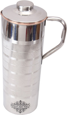 

IndianArtVilla Steel Copper Fridge Bottle with Handle Water Jug(0.9 L)