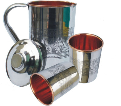 

Veda Home & Lifestyle Steel Copper Embossed Jug Set Small Water Jug Set(1 L, Pack of 3)