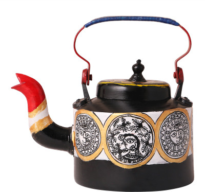 

iMithila Madhubani Designer Handpainted Tea/Coffee Kettle in Golden Colours Kettle Jug(2.25 L)