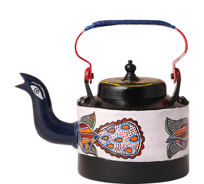

iMithila Madhubani Folk Art Designer Handpainted Tea/Coffee Kettle with a Beautiful Peacock Kettle Jug(2.25 L)