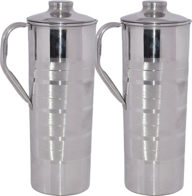 

Prisha India Craft (900 ml) Luxury Design Handmade Stainless Steel Bottle Capacity 0.9 L Water Jug Set(0.9 L, Pack of 2)
