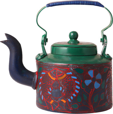 

iMithila Madhubani Folk Art Designer Handpainted Tea/Coffee Kettle in Mithila Style with Auspicious Fishes in Beautiful Colors Kettle Jug(2.25 L)