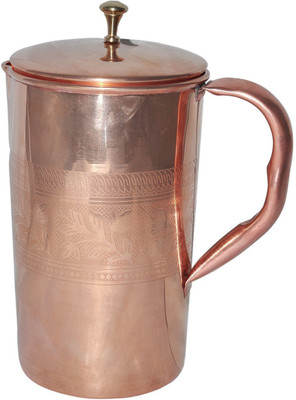 

Craftsman Copper Jug Pitcher with Lid for Health Benefits Ayurveda Healing Water Jug(1.6 L)