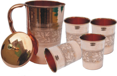 

Veda Home & Lifestyle COPPER EMBOSSED JUG SET 2 L Water Jug Set(2 L, Pack of 5)