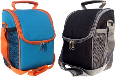 Aafeen Sky Blue+Black Combo Offer for man and Women Waterproof Lunch Bag(Multicolor, 1 L)