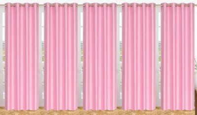 Styletex 270 cm (9 ft) Polyester Long Door Curtain (Pack Of 5)(Plain, Pink)