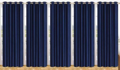 Styletex 213 cm (7 ft) Polyester Semi Transparent Door Curtain (Pack Of 5)(Plain, Blue)
