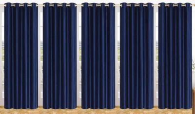 Styletex 270 cm (9 ft) Polyester Semi Transparent Long Door Curtain (Pack Of 5)(Plain, Blue)