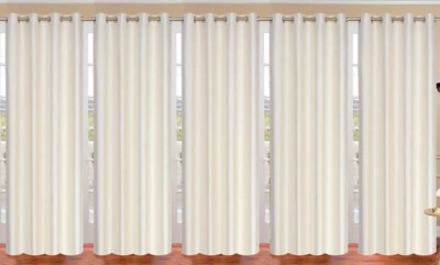 Styletex 151 cm (5 ft) Polyester Window Curtain (Pack Of 5)(Plain, Cream)