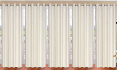 Styletex 151 cm (5 ft) Polyester Semi Transparent Window Curtain (Pack Of 5)(Plain, Cream)