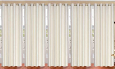 Styletex 151 cm (5 ft) Polyester Window Curtain (Pack Of 5)(Plain, Cream)