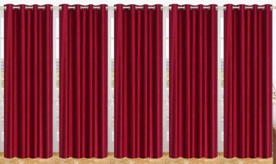 Styletex 270 cm (9 ft) Polyester Semi Transparent Long Door Curtain (Pack Of 5)(Solid, Maroon)