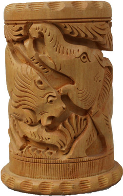 Gaura Art & Crafts 1 Compartments WOODEN Wooden Elephant Pen Holder(Multicolor)