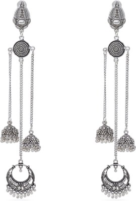 VFI VFI Original German Silver Long chain Jhumka Earrings German Silver Drops & Danglers