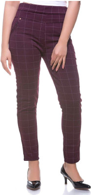MIK FASHION Maroon Jegging(Checkered)