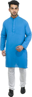 DESHBANDHU KHADI Men Solid Straight Kurta(Dark Blue)