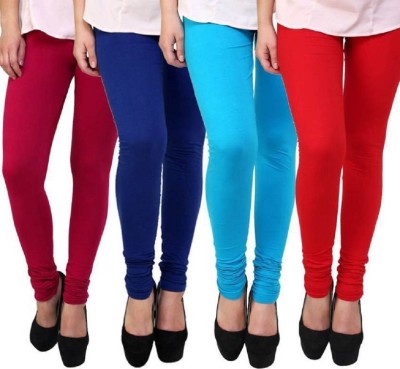 Swastik Stuffs Churidar  Western Wear Legging(Light Blue, Red, Blue, Pink, Solid)