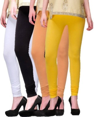 Swastik Stuffs Churidar  Western Wear Legging(White, Black, Beige, Yellow, Solid)