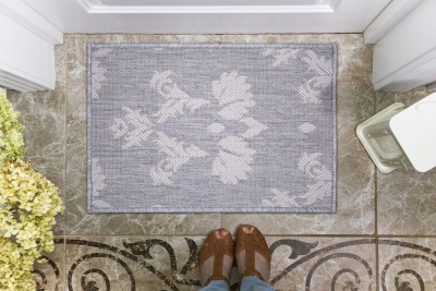 Carpet Galore PP (Polypropylene) Door Mat(Grey & White, Medium)