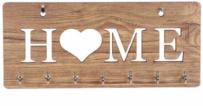 SEHAZ ARTWORKS Home-heart-WT-KeyHolder Wood Key Holder(7 Hooks, Beige)