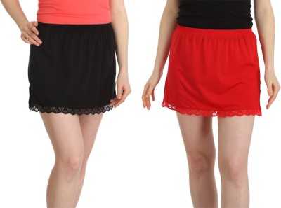 Splash Solid Women Straight Red, Black Skirt