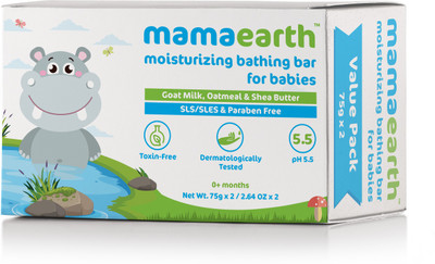 Mamaearth Moisturizing Baby Bathing Soap Bar pH 5.5 with Goat Milk and Oatmeal, 75g (Pack of 2)(2 x 75 g)