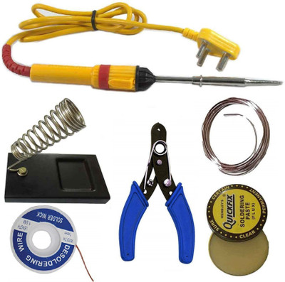 Fedus 6 In 1 Electric Soldering Iron Stand Tool Wire Stripper Kit Soldering Kit Set With 25W Welding 25 W Simple(Flat Tip)