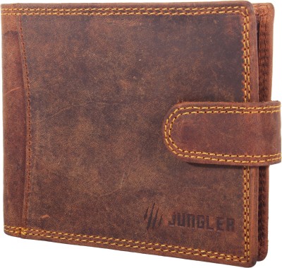 Jungler Men Casual Brown Genuine Leather Wallet(8 Card Slots)