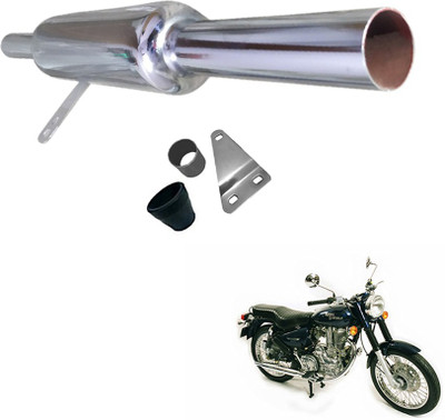 Dhe Best Indori Model Chrome Glasswool / Filter Royal Enfield Electra Delux Full Exhaust System(Mild Steel)