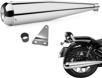 Supremechoice Megaphone Glasswool Exhaust silencer Royal Enfield Classic 350 Full Exhaust System(Mild Steel)