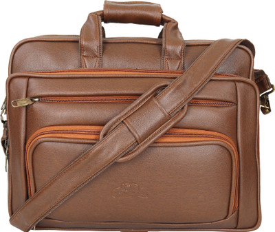 

Leatherworld 15.6 inch Laptop Bag Office Bag Medium Briefcase - For Men & Women(Tan)