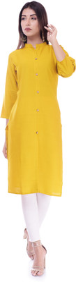Surhi Women Solid Straight Kurta(Yellow)