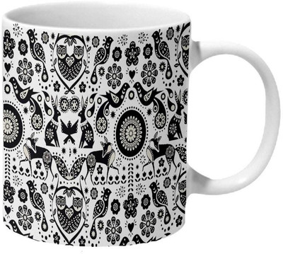 Mooch Wale Beautiful Natural Vector Pattern Ceramic Coffee Mug(325 ml)