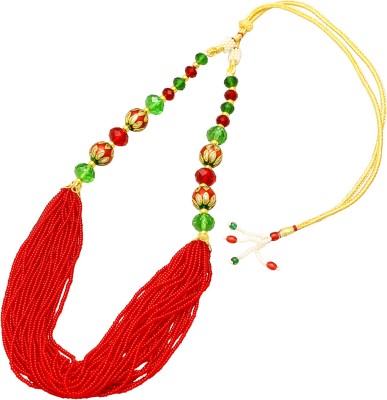 MissMister Multistrand Red Maroon Beaded, Meenakari adjustable Ethnic necklace jewellery for Women  Beads Gold-plated Plated Brass Necklace
